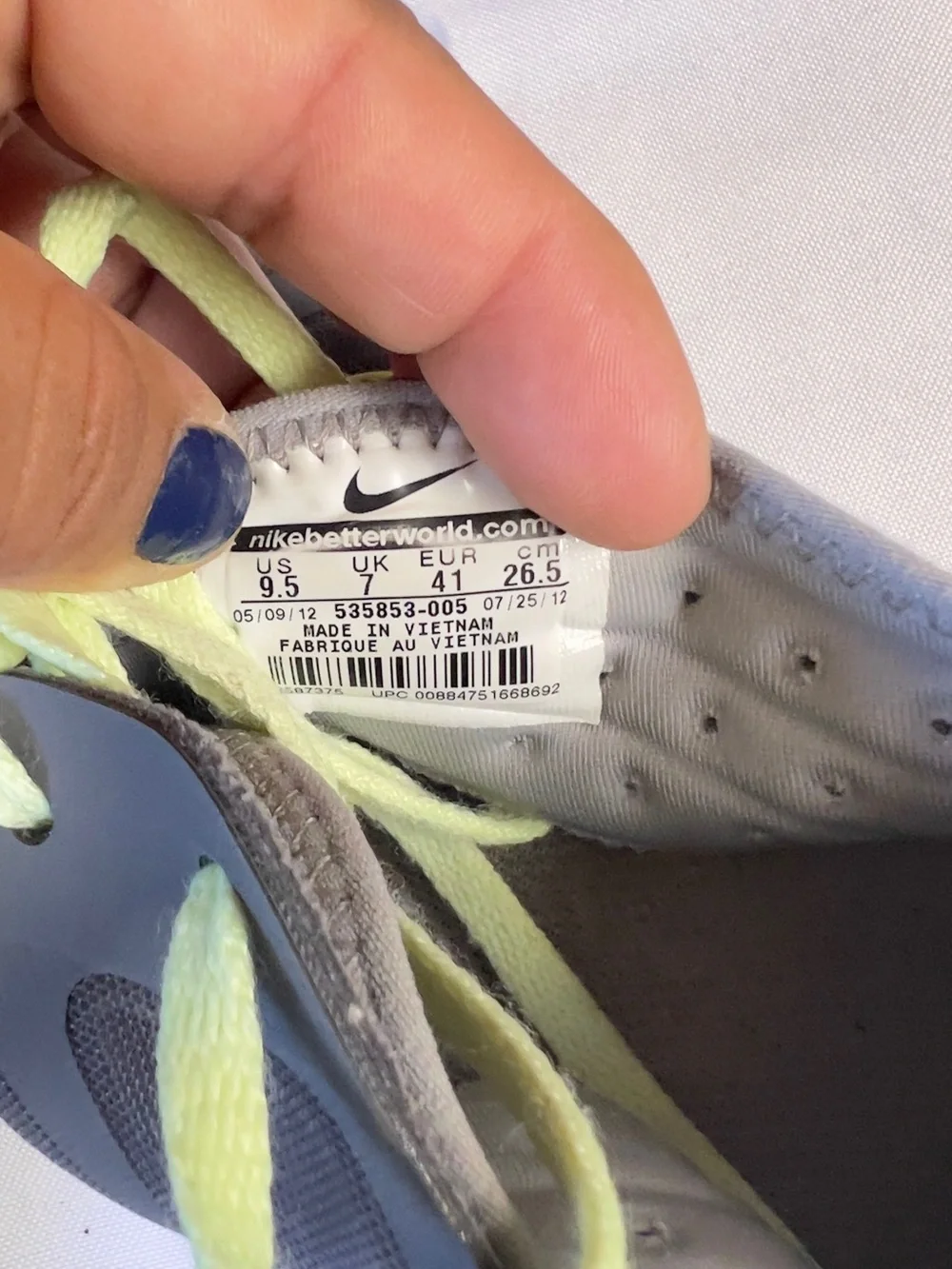 Nike Men’s Gray and Neon Yellow Athletic Sneakers